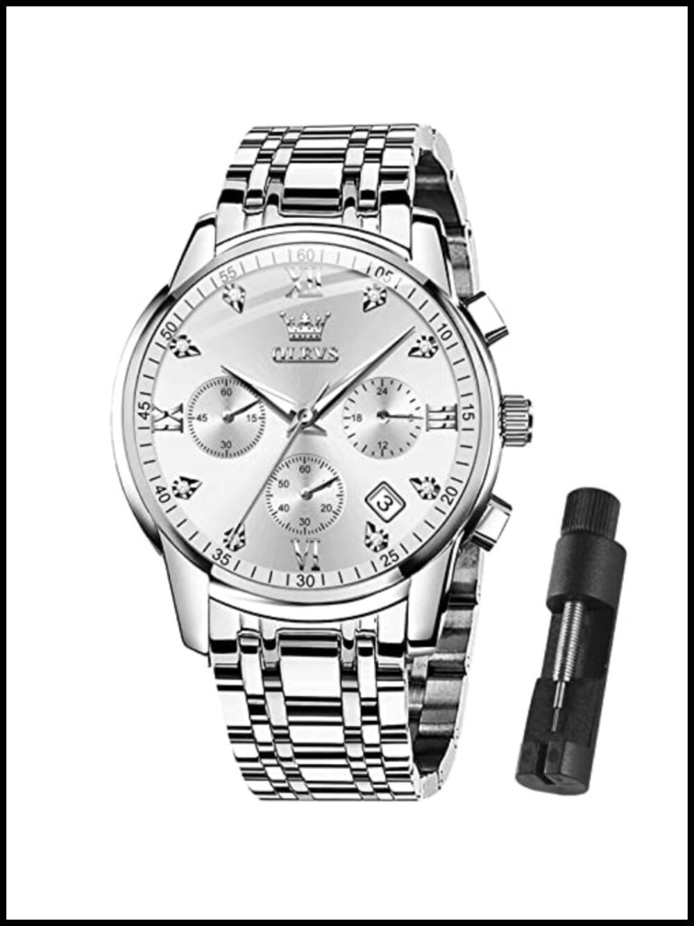 Men's Multifunction Chronograph Watch Stainless Steel Waterproof Luminous